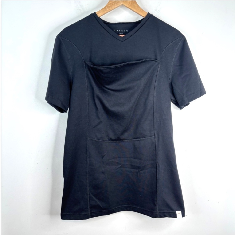 Lalabu Dad Shirt Mens L Black Short Sleeve Skin to Skin Bonding